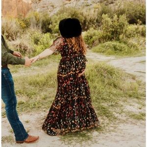 Baltic Born Marseille embossed maxi dress - black multi floral in Medium